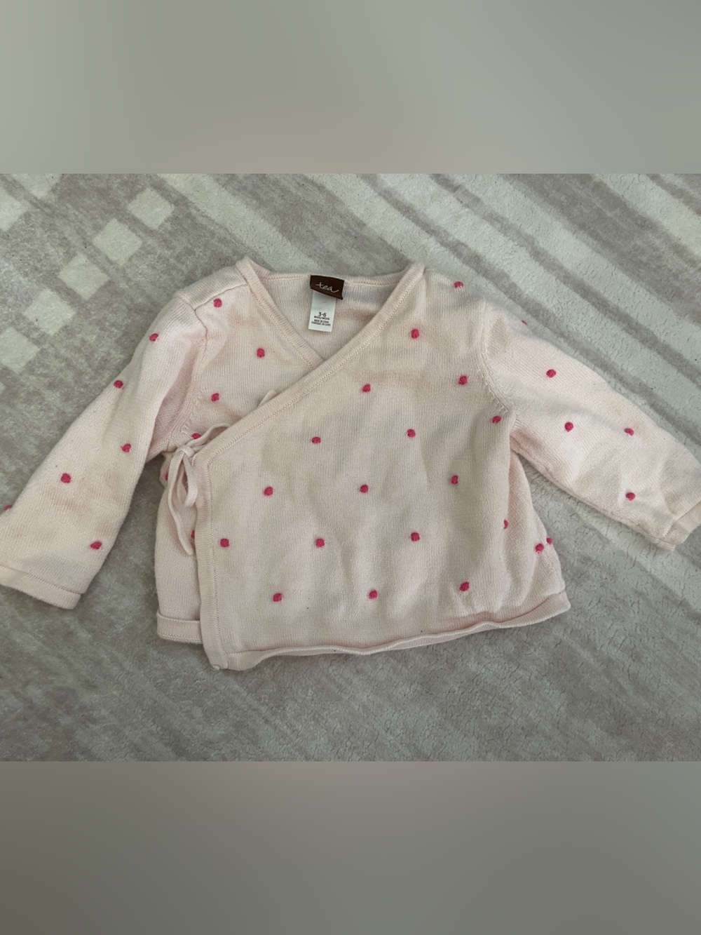Tea Collection Pink Wrap Sweater with Hot Pink Dots